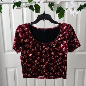 Velvet Floral Crop Top